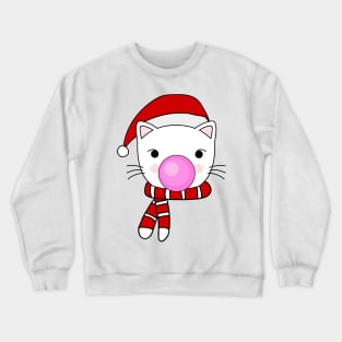 Cute and Funny Christmas Cat Bubblegum Crewneck Sweatshirt